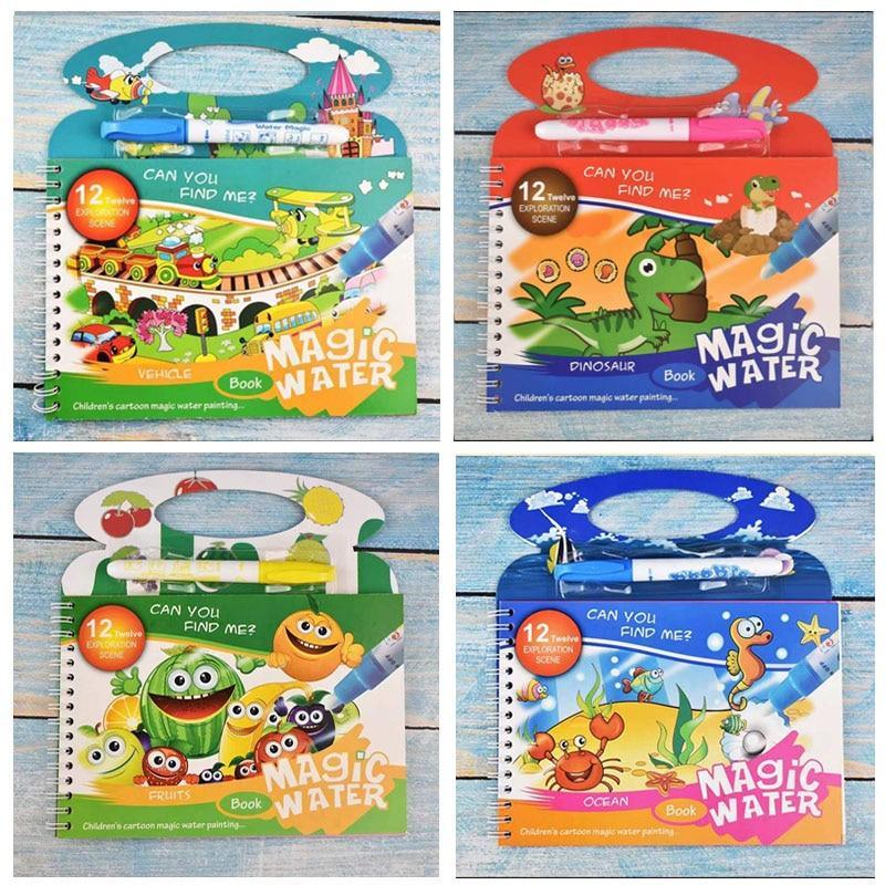 Montessori magic water doodle board with Disney characters and reusable drawing pen