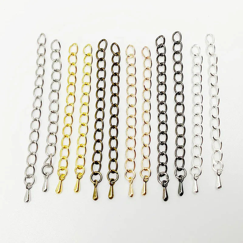 20pcs/lot 50-70mm Extended Extension Tail Chain Connectors Water Drop End Beads For DIY Jewelry Making Bracelet Necklace