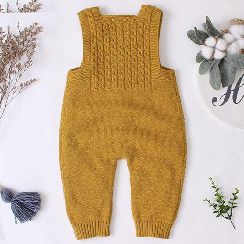 Handmade Knitted Baby Romper - Retro Sleeveless Cotton Jumpsuit