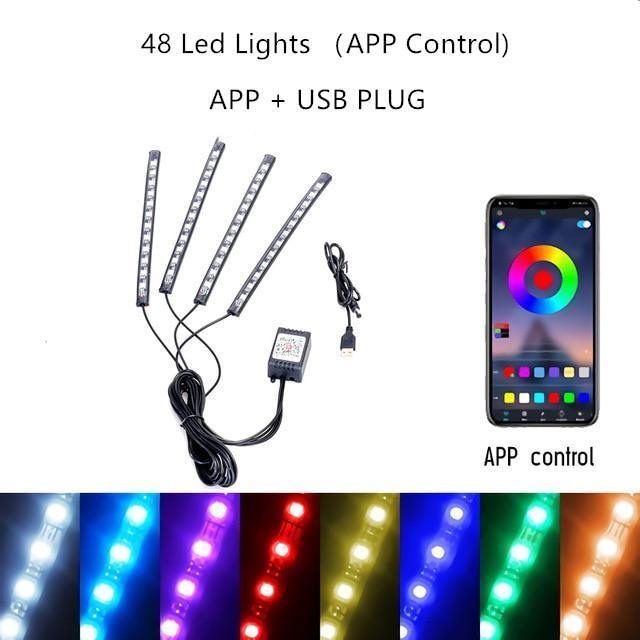 RGB LED Car Strip Lights with App Control & Music Sync Waterproof