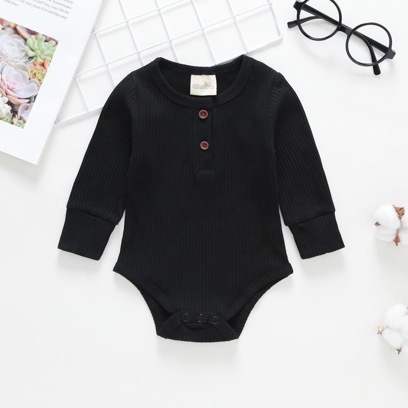 Ribbed Cotton Baby Bodysuit Minimalist Unisex Romper