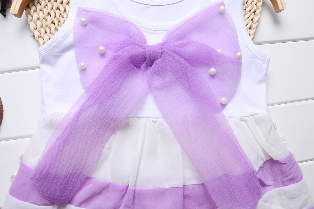 Baby Girl Sleeveless Purple Stripe Chiffon Tutu Sundress