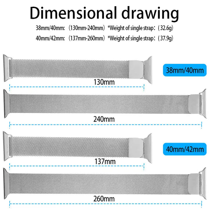 Watch Bands - Milanese Stainless Steel Magnetic Strap -Apple Compatible