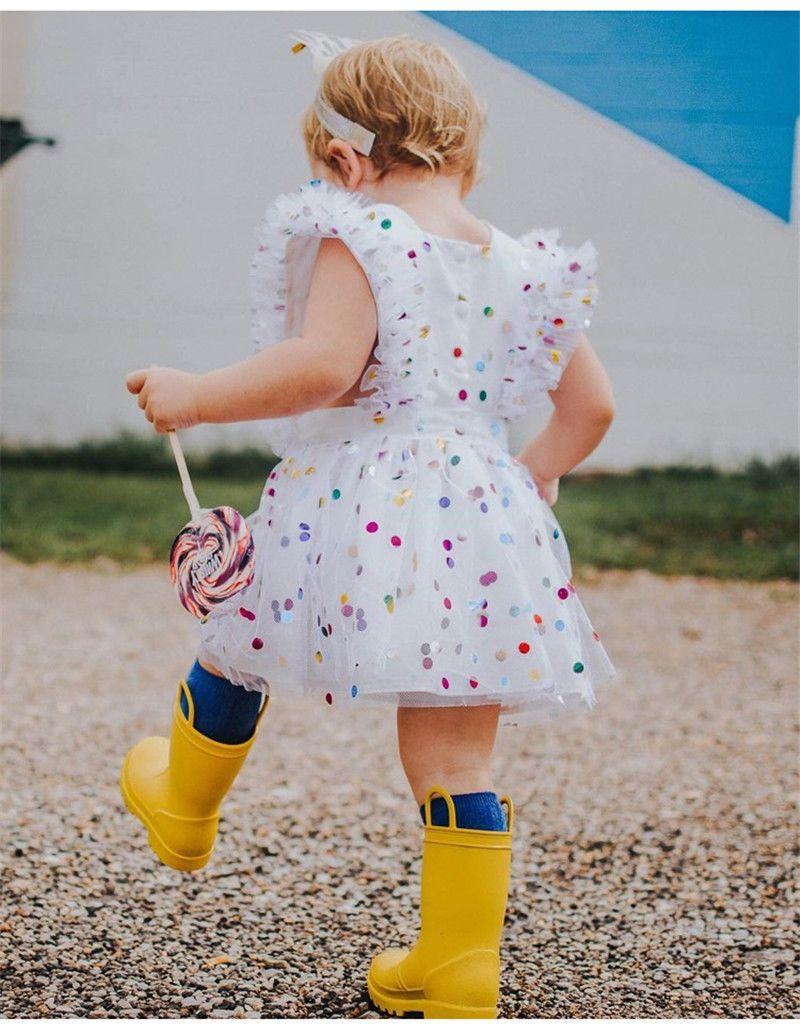 Newborn Girls Sequin Polka Dot Tulle Romper Dress