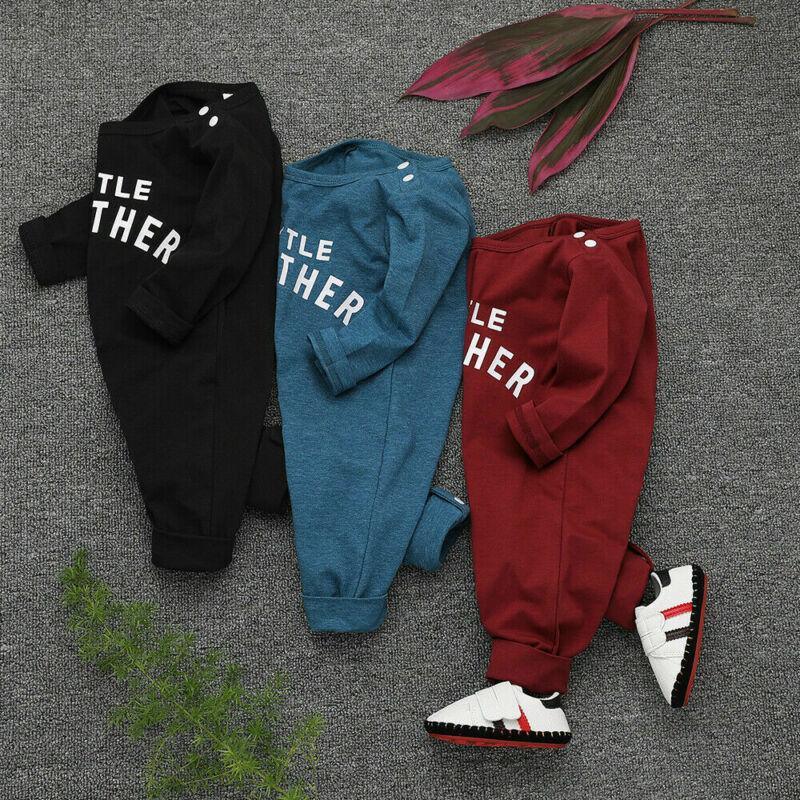 Infant Little Brother Knit Long Sleeve Romper - Comfy Casual Jumpsuit