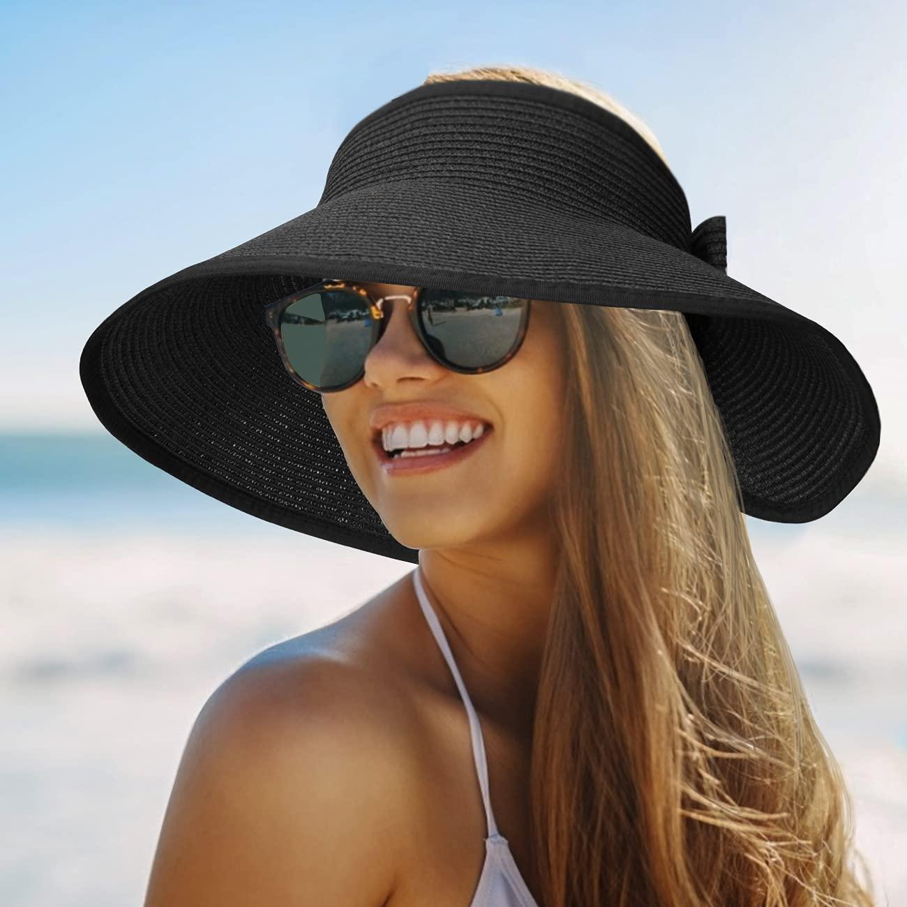 Foldable Wide Brim Sun Visor Hat for Women - UV Protection Beach Hat