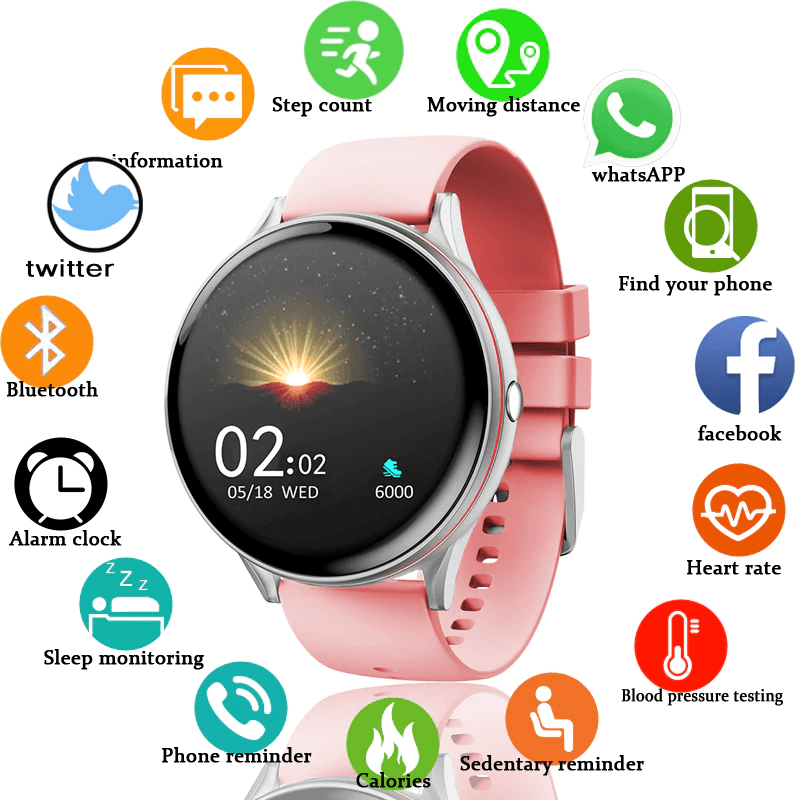 Minimalist fitness tracker smartwatch showing step and heart rate data.