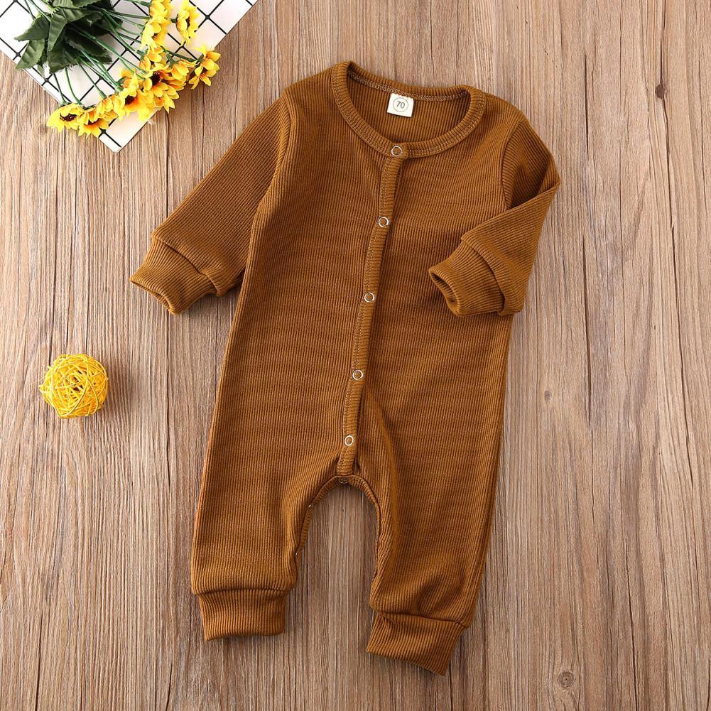 Minimalist Baby Knitted Long Sleeve Romper in Muted Earth Tones