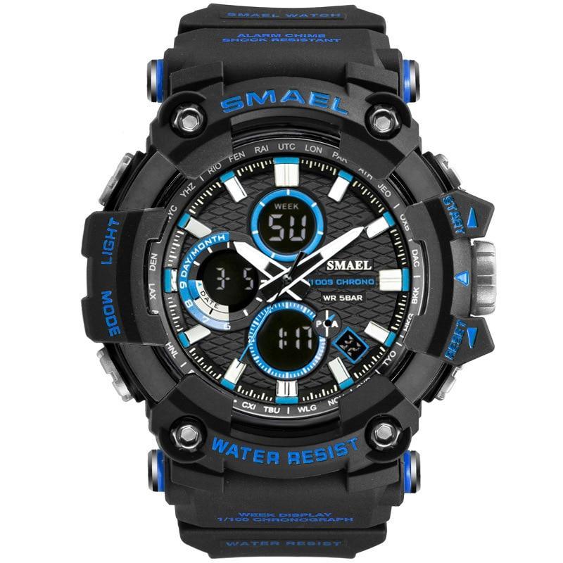 Men's Military Sports Quartz Watch 50M Waterproof Digital Black