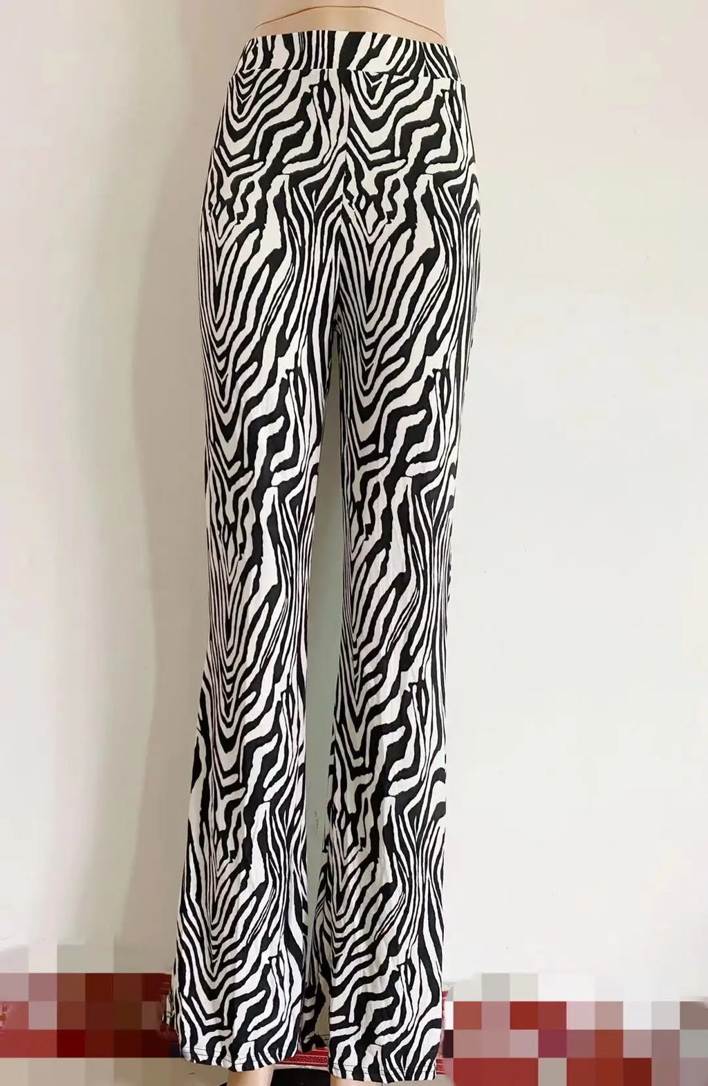 Women's Zebra Print High Waist Wide Leg Pants Casual Trousers - Image 30