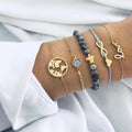 Adjustable Bohemian Gold-Tone Leaf Geometric Cuff Bangle