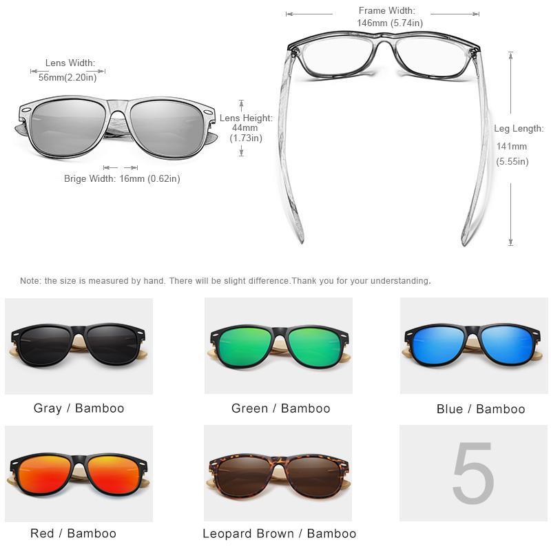 Handcrafted Bamboo Polarized Sunglasses Unisex Retro Eyewear