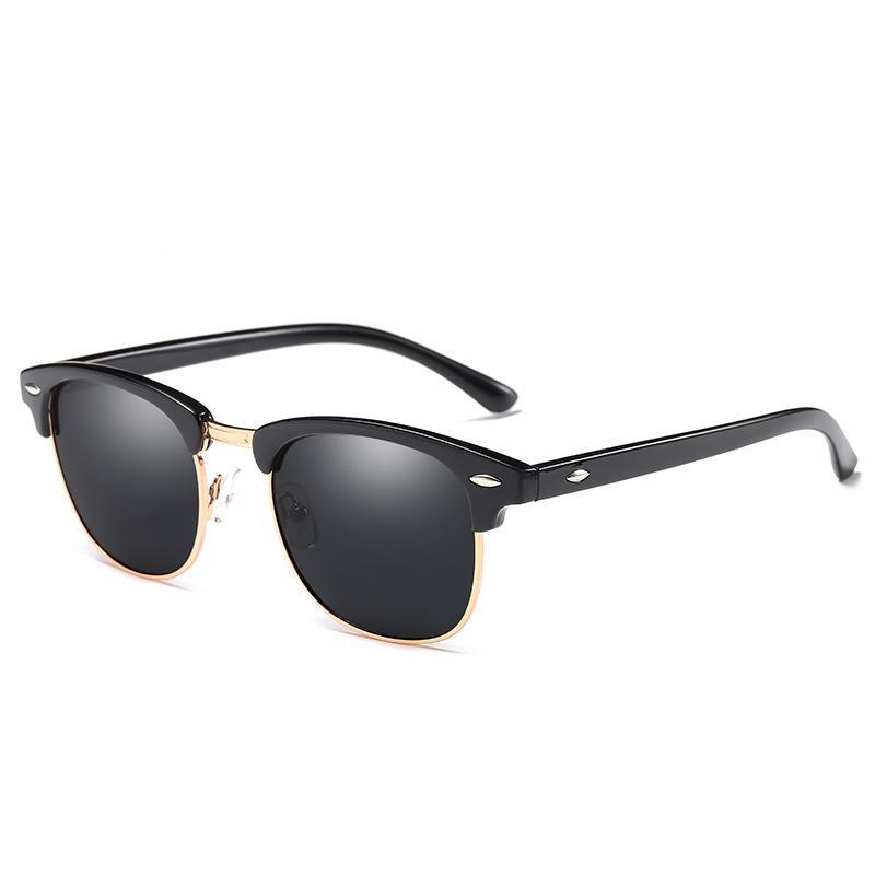 Retro Semi-Rimless Polarized Sunglasses UV400 Unisex Eyewear