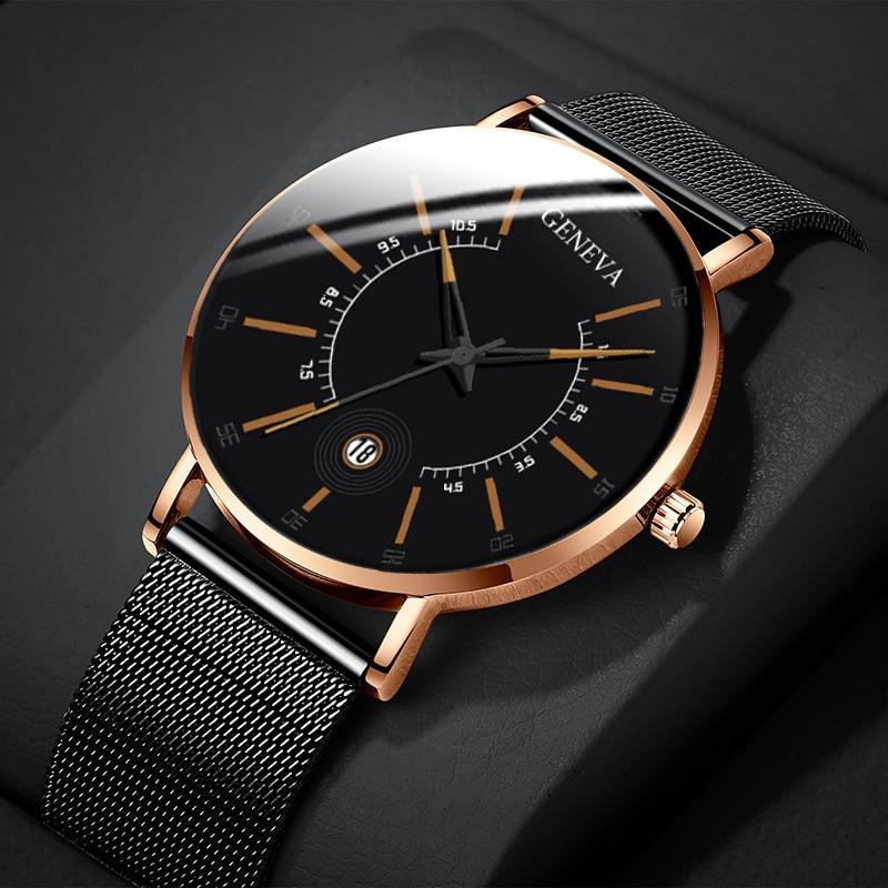 Ultra-Thin Stainless Steel Mesh Men's Quartz Business Wrist Watch