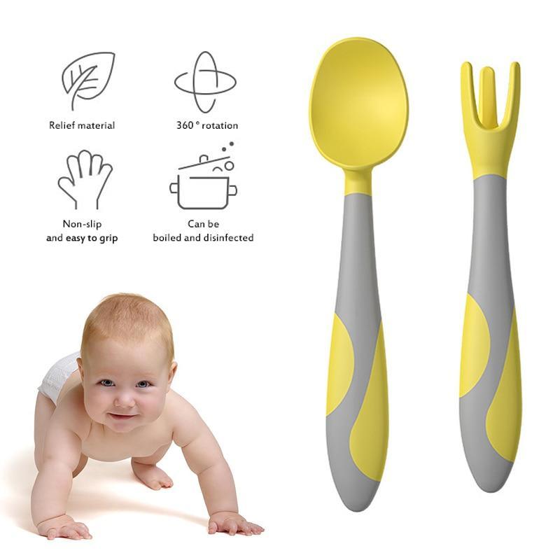 Bendable Silicone Baby Training Spoon for Self-Feeding Toddlers