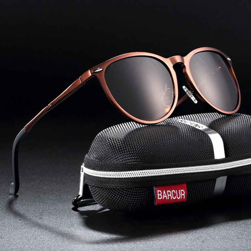 Vintage round polarized sunglasses with metal frame