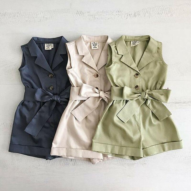 Elegant sleeveless summer jumpsuit for girls with drawstring waist and v-neck design