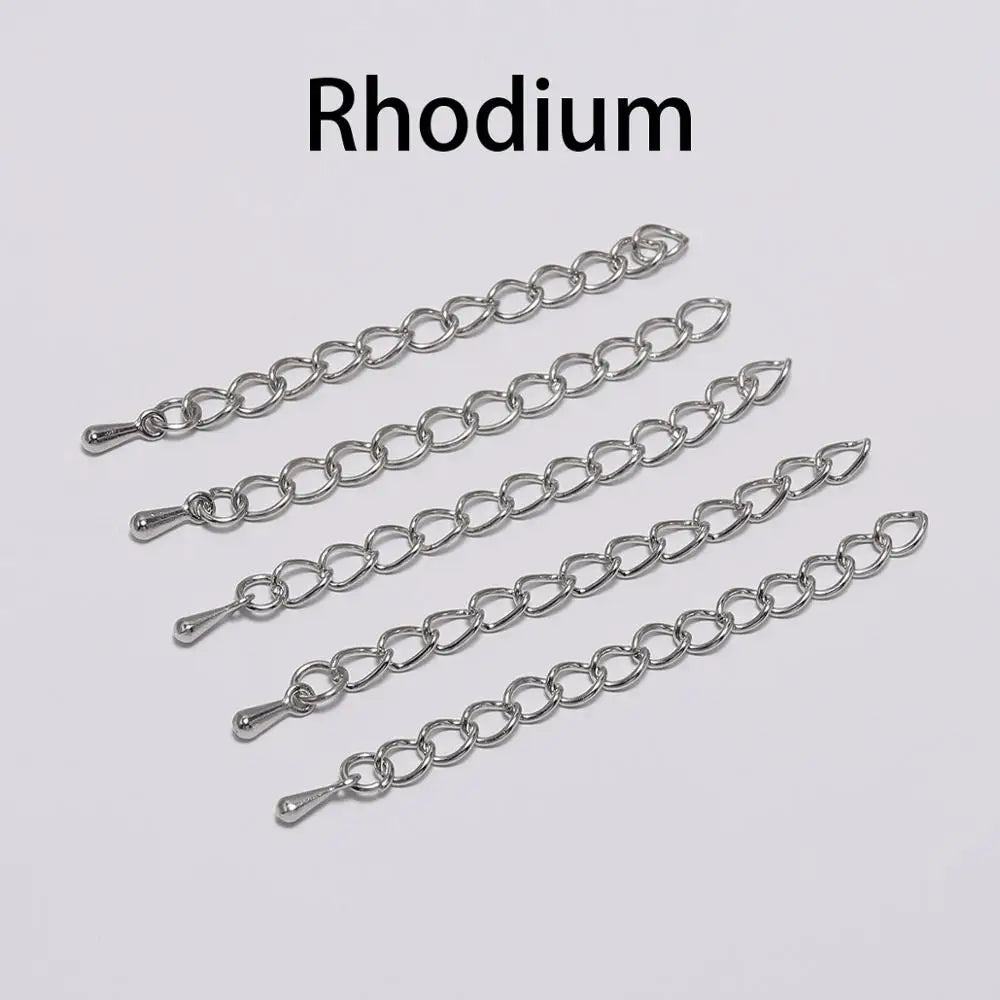 20pcs/lot 50-70mm Extended Extension Tail Chain Connectors Water Drop End Beads For DIY Jewelry Making Bracelet Necklace