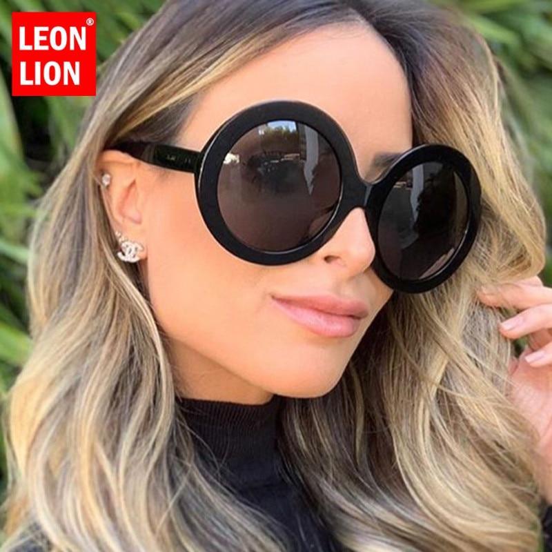 Luxury oversized oval-round vintage sunglasses with polarized lenses.
