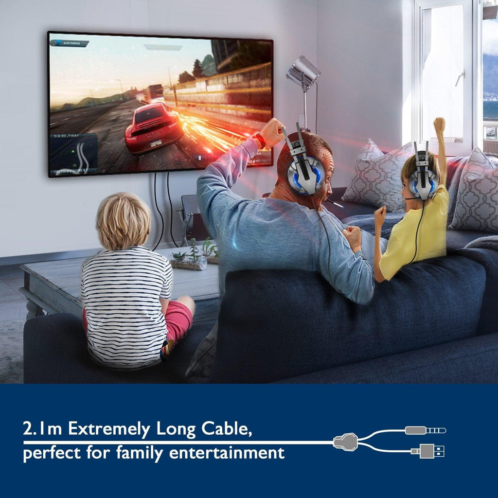 Wired Gaming Headset with Retractable Mic for PS4, PC & Xbox