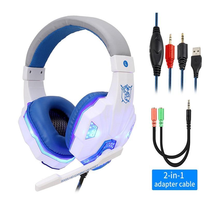 LED Bass Stereo Gaming Headset with Mic for PC & Console