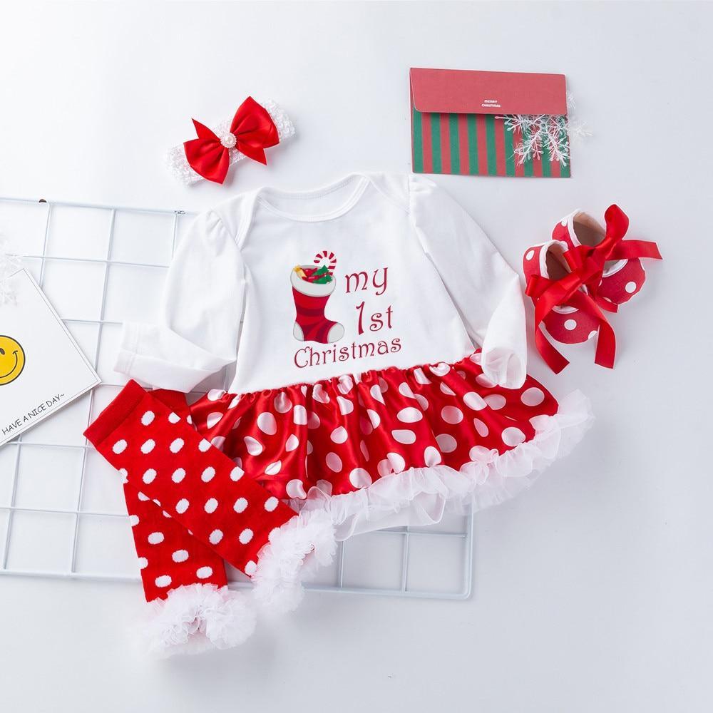 Baby Girl My 1st Christmas Tutu Dress Set with Headband and Shoes