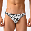 Zebra Print Low Cut Swim Brief Men's Athletic Swimwear