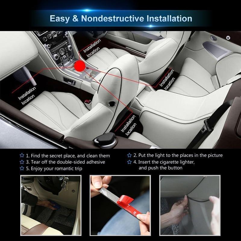 RGB LED Car Strip Lights with App Control & Music Sync Waterproof