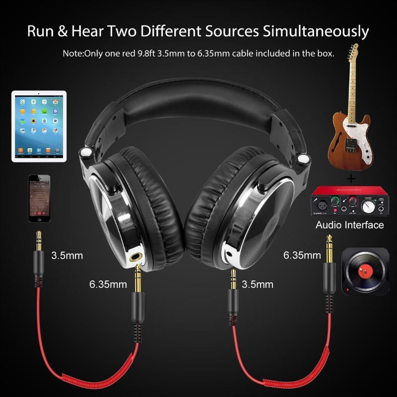 Professional Wired HiFi Studio DJ Headphones with Mic - Black/Rose-Gold