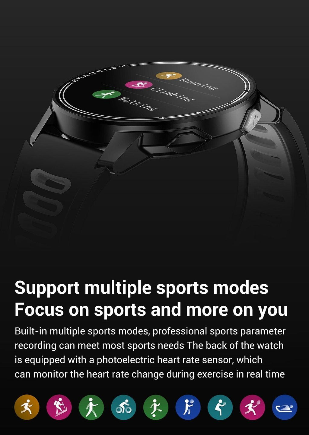 IP68 Waterproof Smartwatch Fitness Tracker for Android & iOS