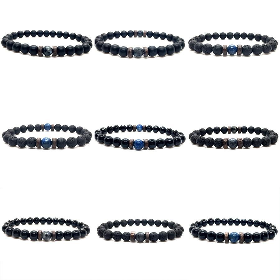 Natural Lava Stone & Moonstone Beaded Bracelet for Men