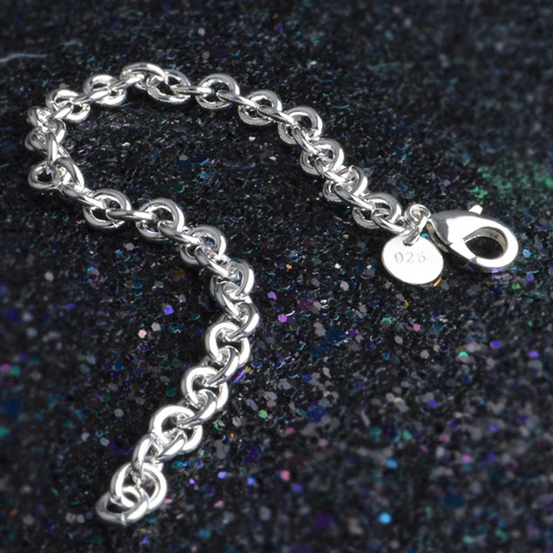 Aravant 925 Sterling Silver 6mm Link Chain Bracelet For Women Fashion Jewelry