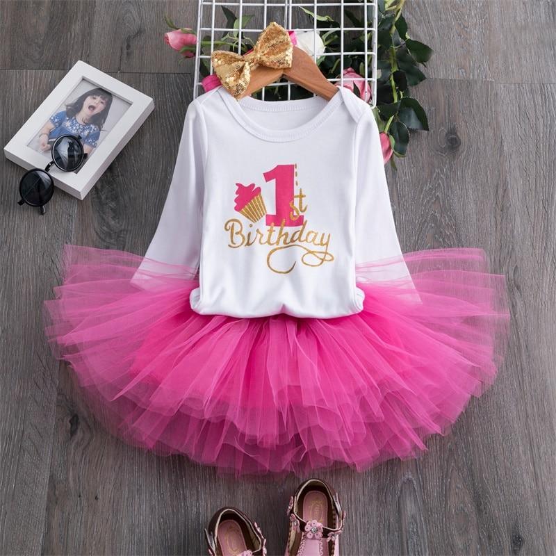 Winter Long Sleeve Baby Girl Dress - 1st Birthday Party Outfit