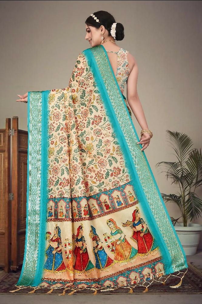 Multi Heavy Rich Cotton Silk Digital Print & Jacquard Saree