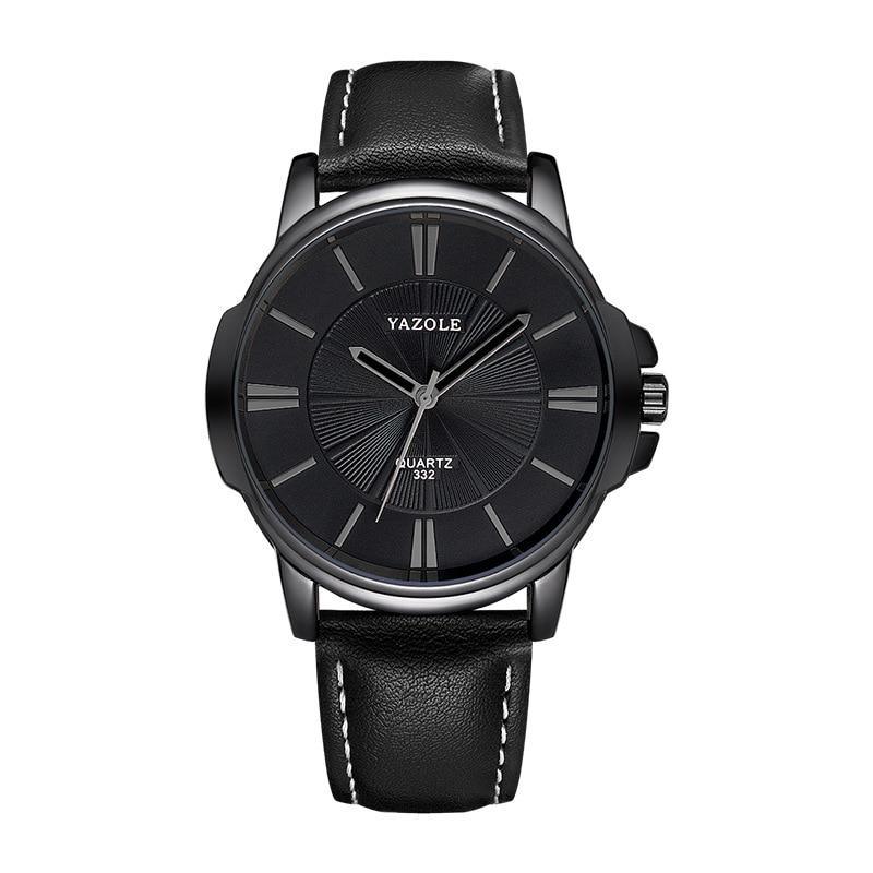Classic Waterproof Quartz Watch with Leather Strap for Business