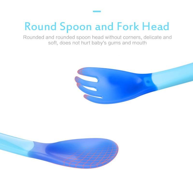 Baby Temperature Sensing Spoon and Fork Set for Safe Feeding