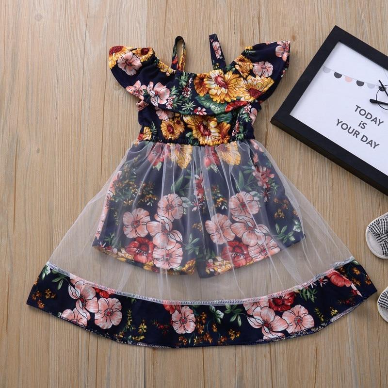 Colorful floral summer dress for girls, perfect for birthday parties and casual wear.