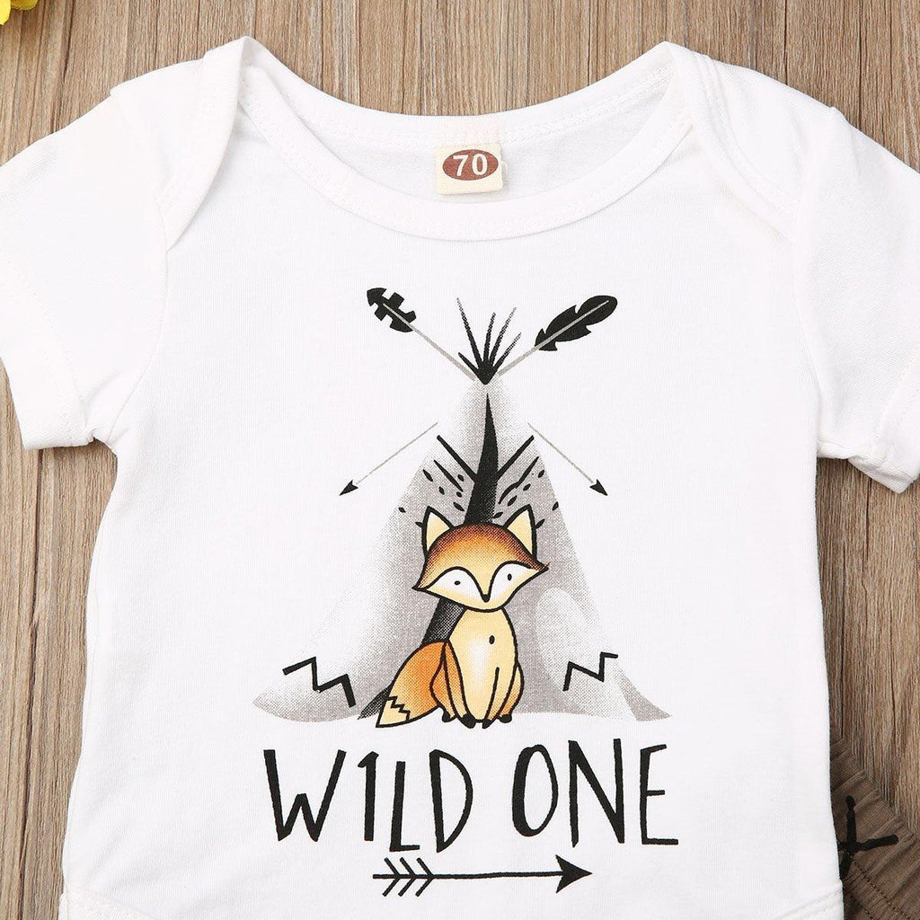 Unisex Cartoon Animal Print Short Sleeve Cotton Romper