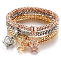 3colors/Lot Elastic Bracelets & Bangle For Women Crystal Tree of Life Owl Key lock Music Note Owl Butterfly Heart Charm Jewelry