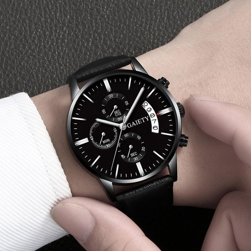 Minimalist Men’s Quartz Watch with Genuine Leather Band