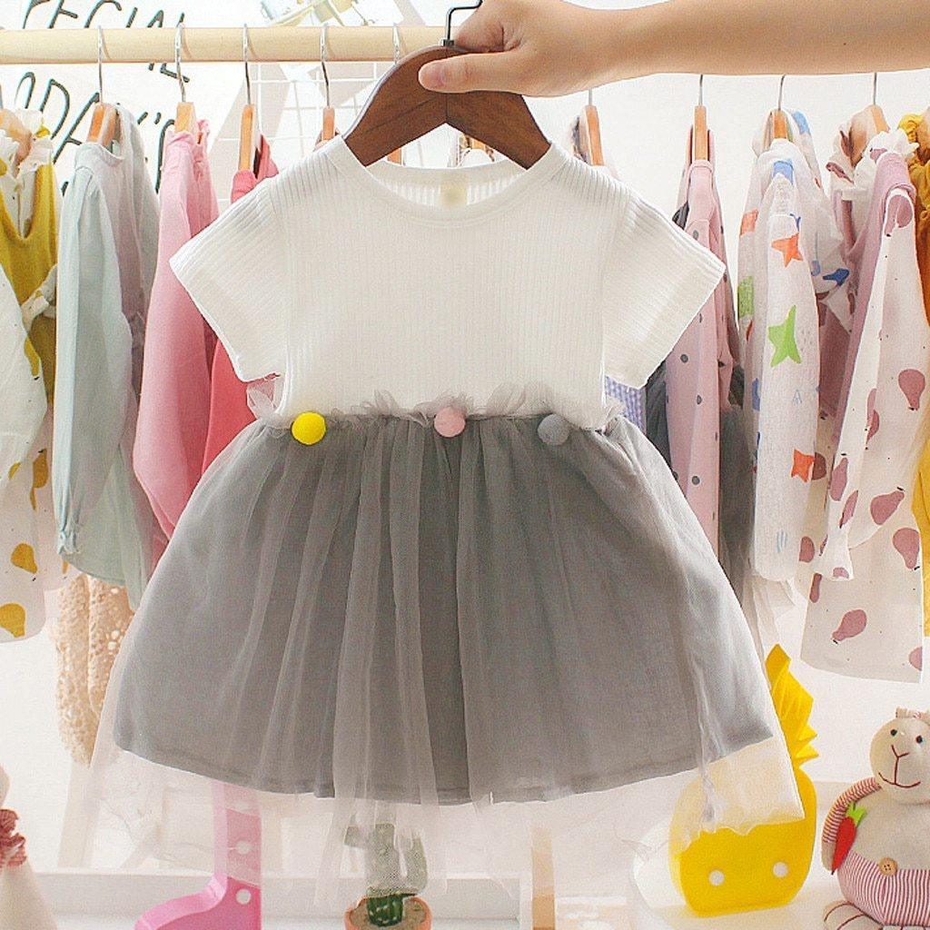 Toddler Girls Patchwork Tulle Princess Dress Casual Knit Playwear