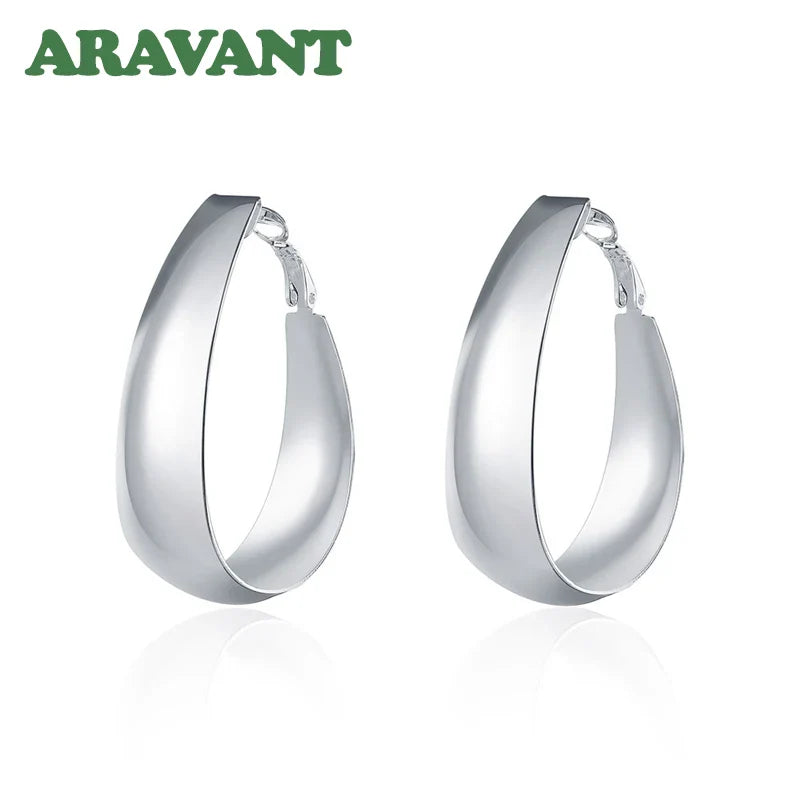 Aravant 925 Silver Smooth U Shaped Hoop Earrings For Women Fashion Jewelry