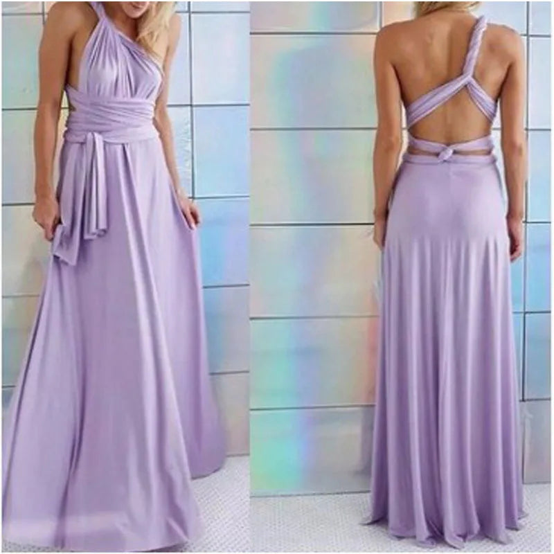 Women's Sexy Backless Convertible Wrap Maxi Dress Sleeveless - Image 22