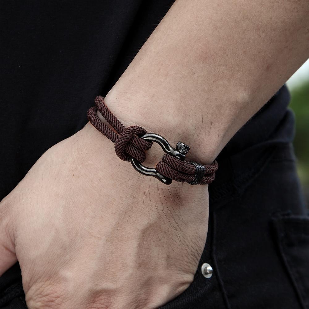 Modern Navy Rope Bracelet with Black Stainless Steel Hardware