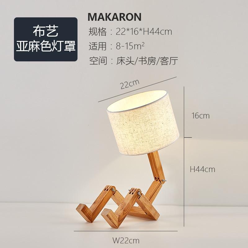 Modern Wooden Robot Table Lamp with Folding Design for Study