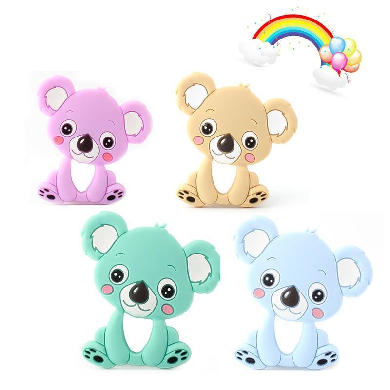 Silicone Animal Baby Teether Set - Raccoon Elephant Koala Giraffe