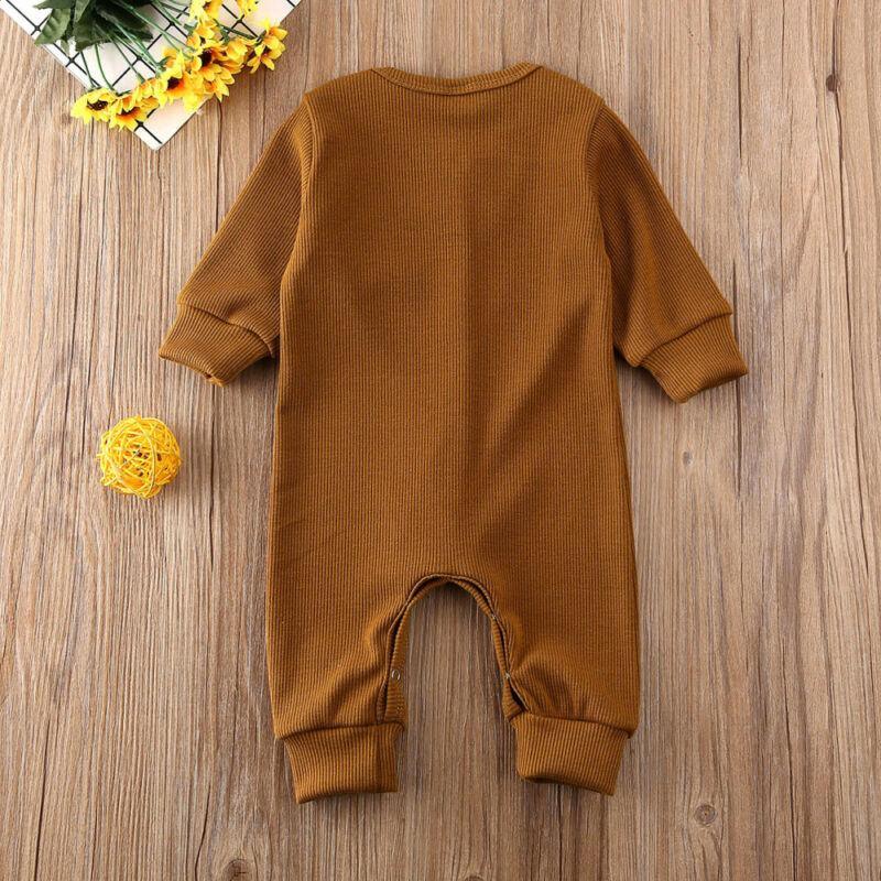 Minimalist Baby Knitted Long Sleeve Romper in Muted Earth Tones