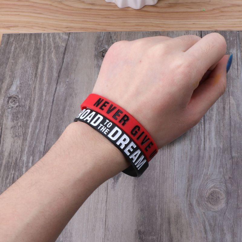 Motivational Silicone Wristband Bracelet Set - Black, White, Red