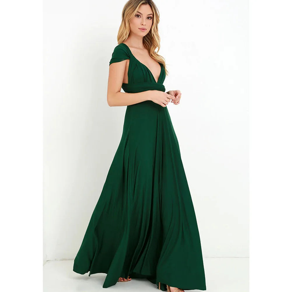 Women's Sexy Backless Convertible Wrap Maxi Dress Sleeveless - Image 24