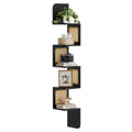 VASAGLE 5-Tier Corner Shelf Wall Mounted Floating Shelf Zigzag Corner Shelf Unit PVC Rattan Sides Space-Saving for Kitchen Living Room Bedroom Boho Style Ash Black ULLS582B21